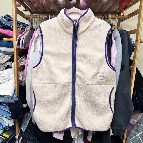 Sugarloaf Social Club Fleece Vest Cream Size Small Unisex - Picture 16 of 16